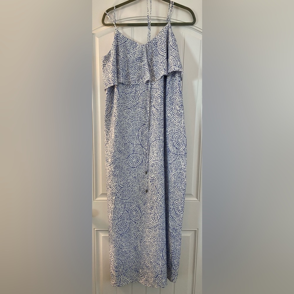 Motherhood Maternity blue and white summer maxi dress